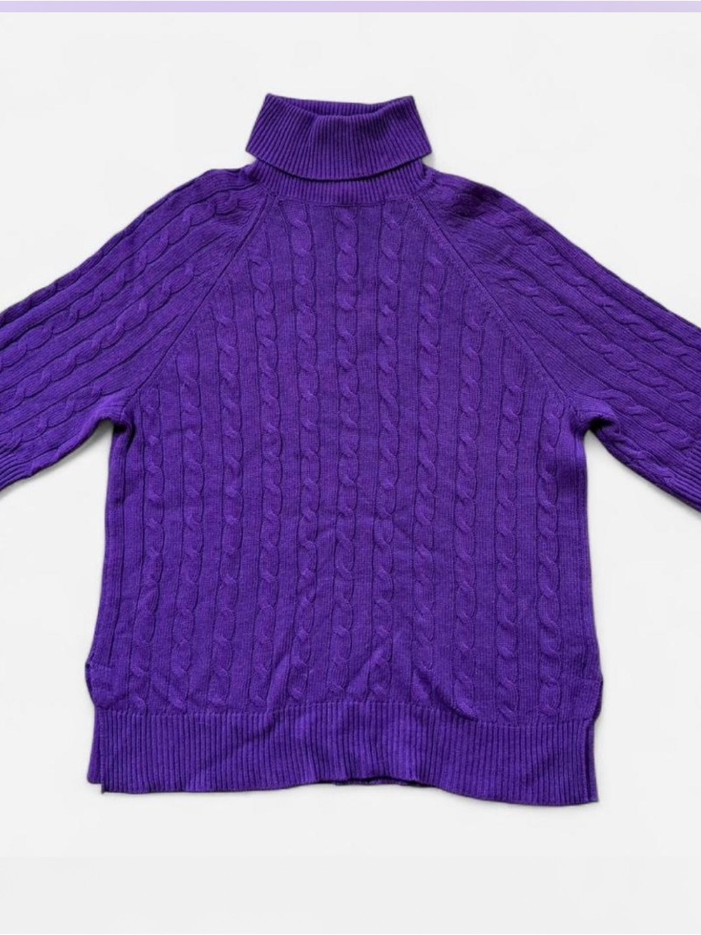 Lauren Ralph Lauren purple cable knit short sleeve turtleneck sweater